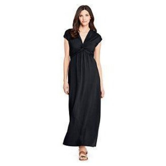 Lands End Cap Sleeve Aline Maxi Dress 